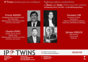 Webinar "Fighting online counterfeits: a China and India 2018 case law review"