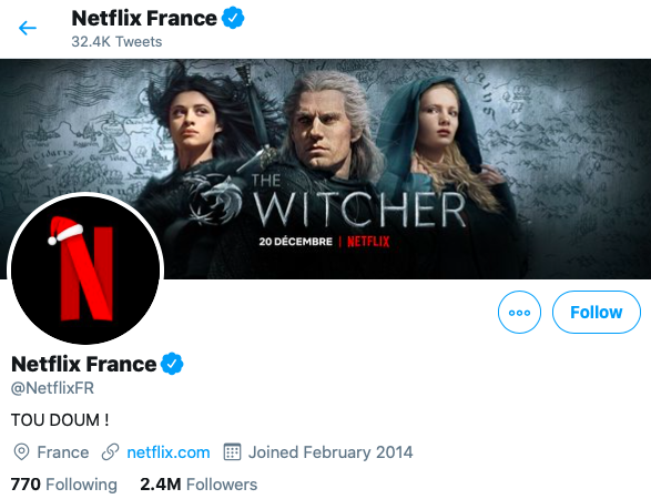 Netflix France, compte officiel